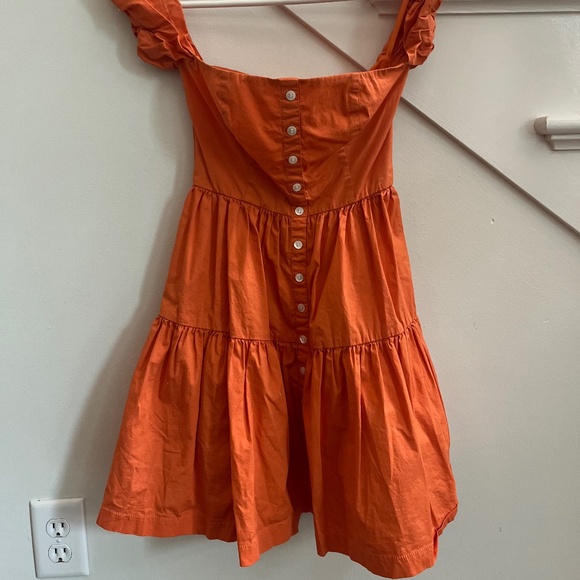 Staud Elio Off Shoulder Button Front Tiered Mini Dress - Picture 2 of 3